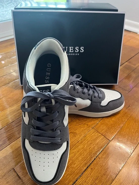 GUESS Gray and White Men's Low-Top Sneakers - Picture 3 of 10